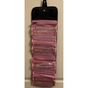 Mary Kay Cosmetic Travel Roll Up Makeup Toiletry Storage Bag Black Logo Hanging